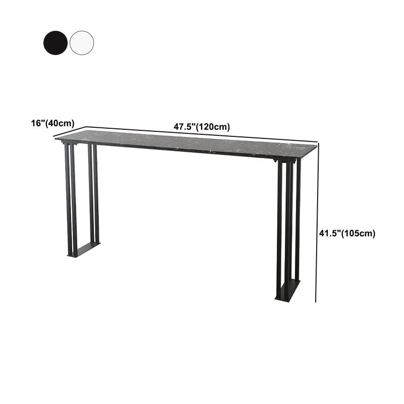 Tavolo da bar stile industriale, scrivania da bar bistrot rettangolare finto marmo con base slitta Clearhalo