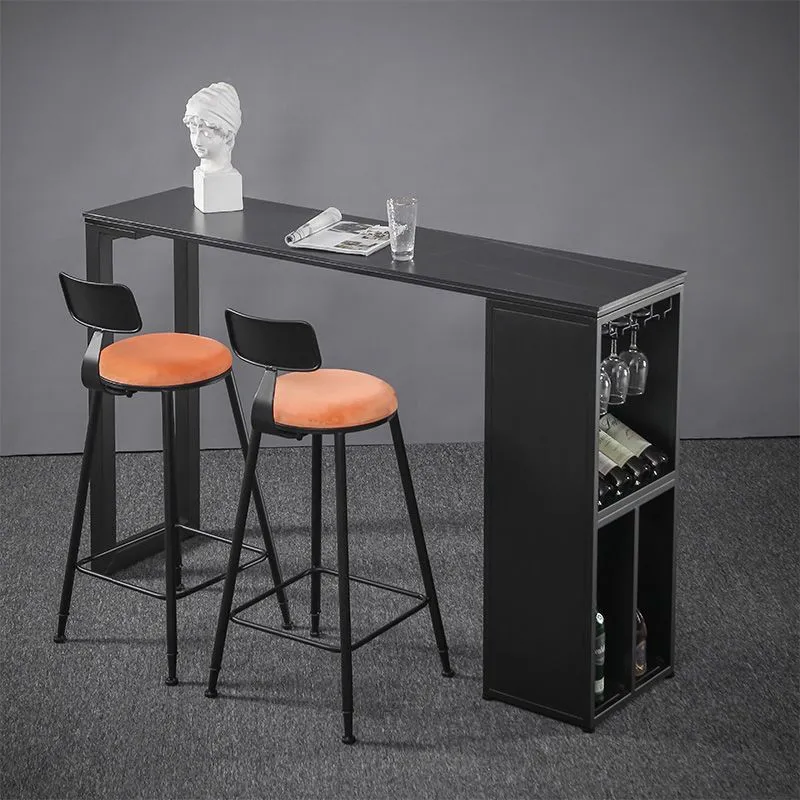 Tavolo da bar stile industriale Tavolo da pub con piano pietra da 42 pollici di altezza per sala da pranzo Clearhalo