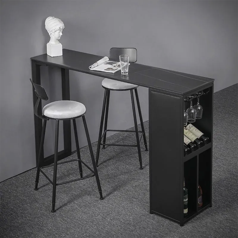 Tavolo da bar stile industriale Tavolo da pub con piano pietra da 42 pollici di altezza per sala da pranzo Clearhalo