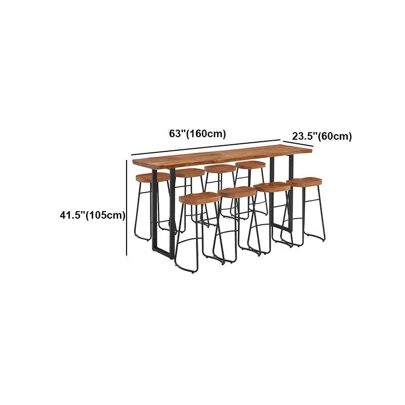 Tavolo da bar stile moderno marrone legno massello e metallo da balcone Clearhalo