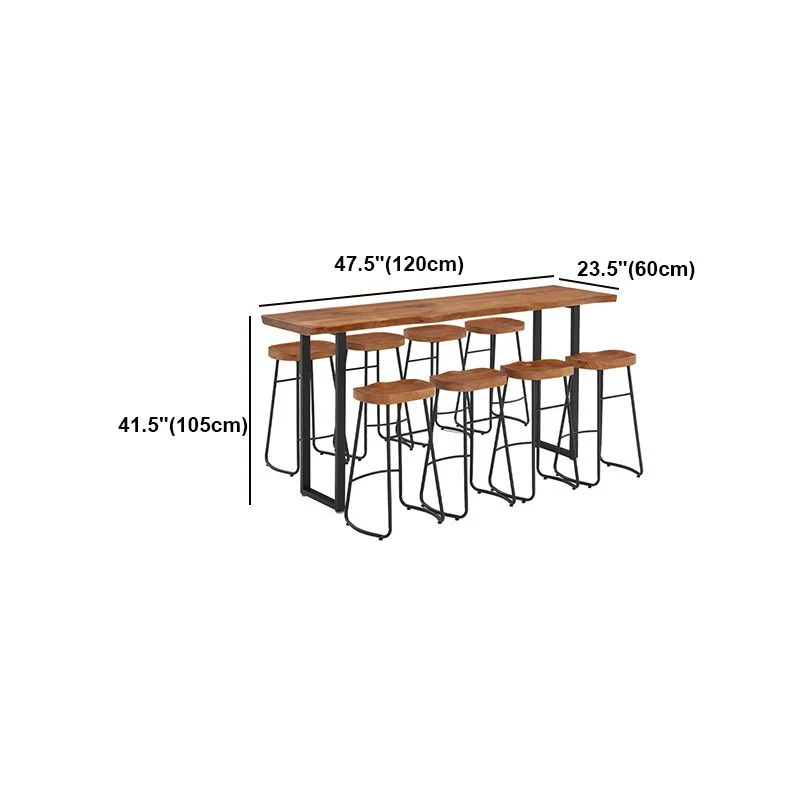 Tavolo da bar stile moderno marrone legno massello e metallo da balcone Clearhalo