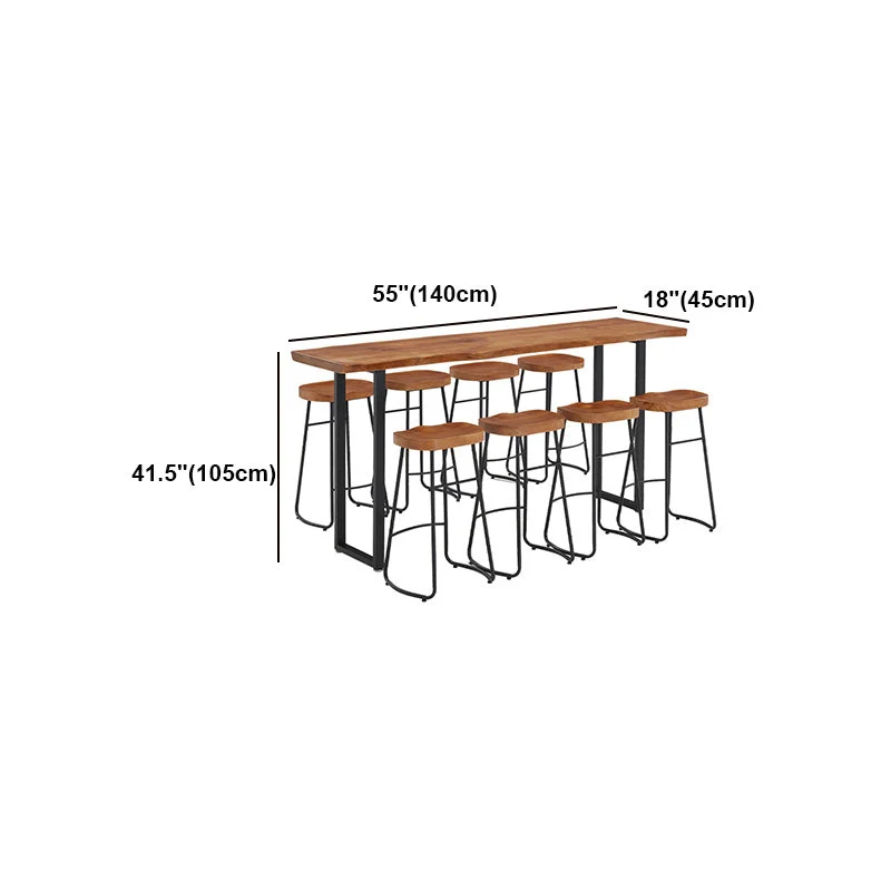 Tavolo da bar stile moderno marrone legno massello e metallo da balcone Clearhalo