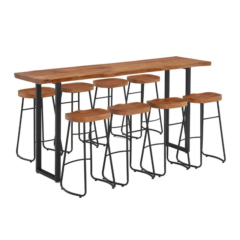 Tavolo da bar stile moderno marrone legno massello e metallo da balcone Clearhalo
