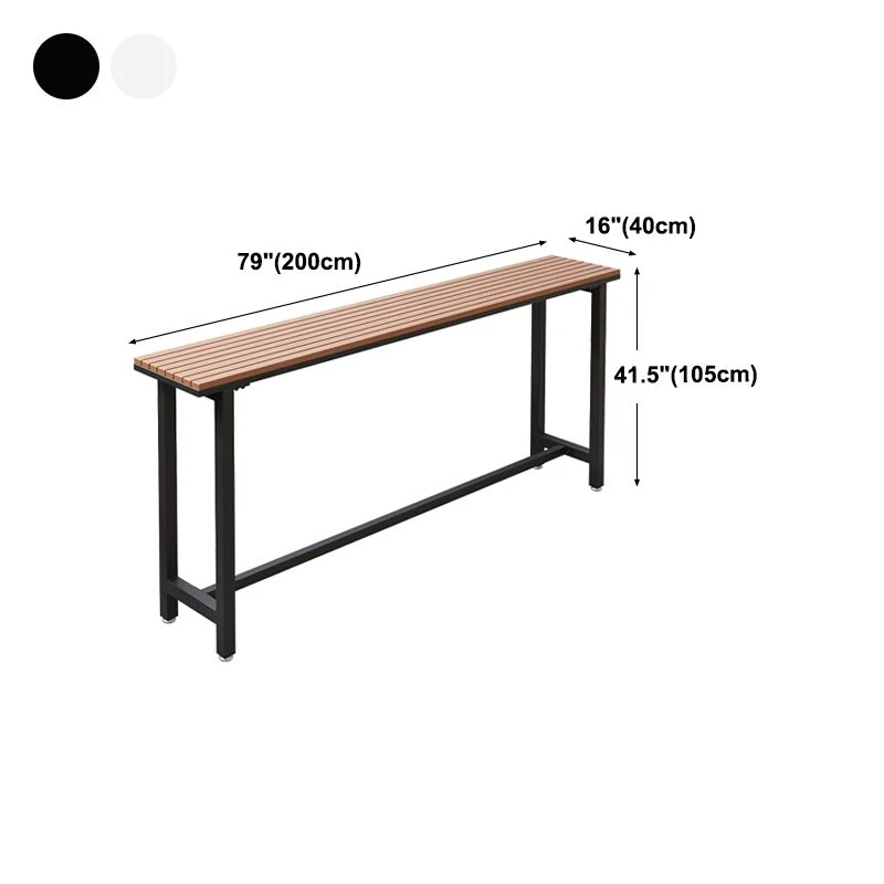 Tavolo da Bar Stile Moderno Marrone Legno Massello e Tavolo da Bar Metallo per Esterno Clearhalo