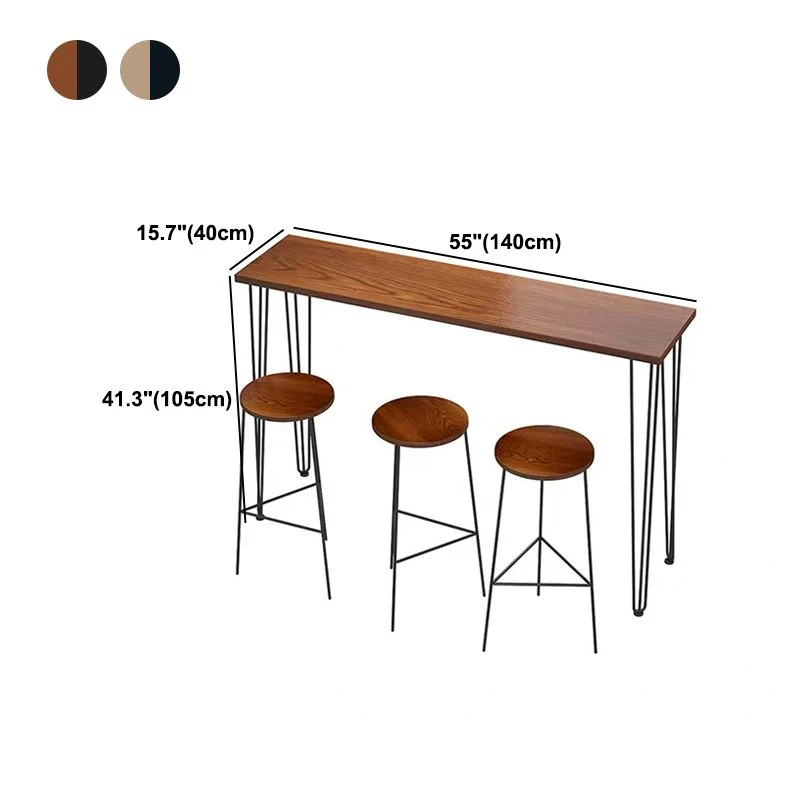 Tavolo da bar stile moderno marrone e marrone chiaro Tavolo da bar legno massello e ferro da caffè Clearhalo