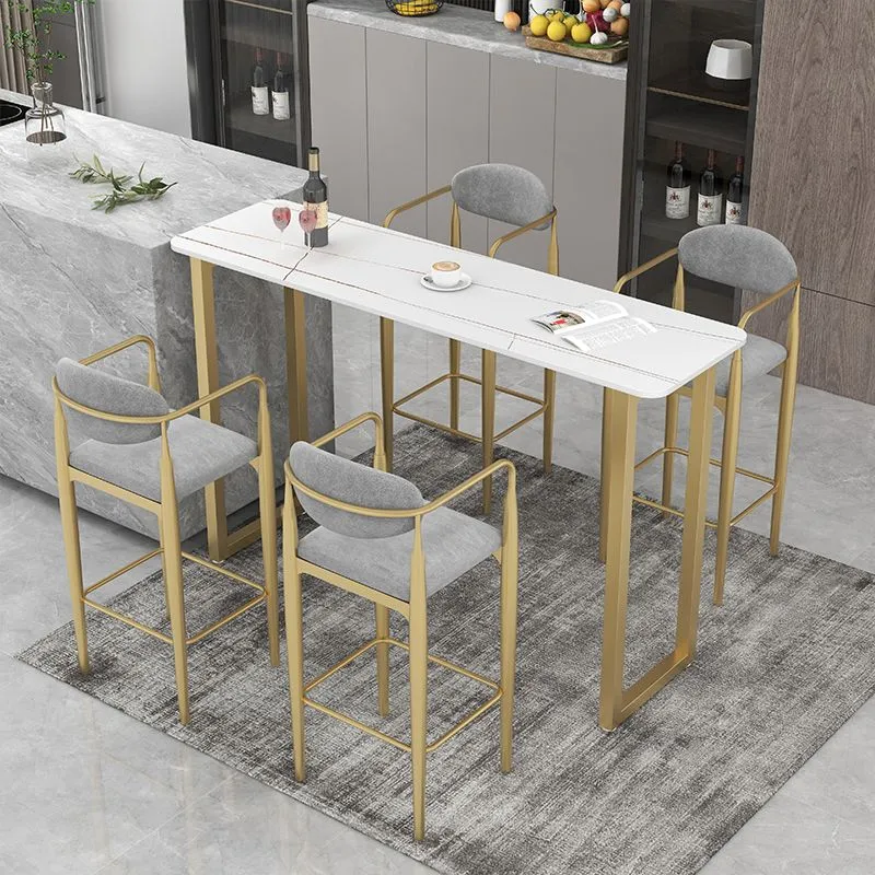Tavolo da bar stile moderno Piano pietra da 42 pollici di altezza e tavolo da bistrot con piedistallo metallo Clearhalo