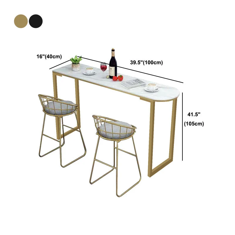 Tavolo da bar stile moderno, scrivania da bar finto marmo con base slitta Clearhalo