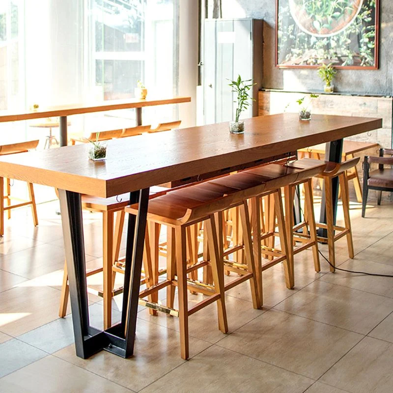 Tavolo da bar stile moderno Tavolo da pranzo da bar con base slitta legno massello Clearhalo