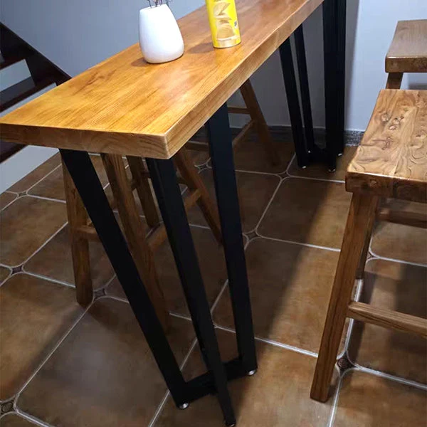 Tavolo da bar stile moderno Tavolo da pranzo da bar con base slitta legno massello Clearhalo