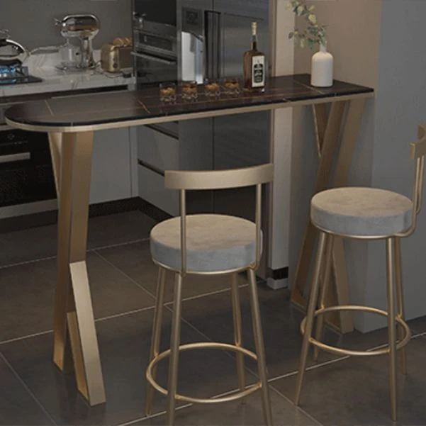 Tavolo da bar tradizionale di lusso Tavolo da pranzo da bar con piano pietra con base slitta Clearhalo