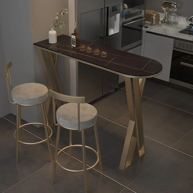 Tavolo da bar tradizionale di lusso Tavolo da pranzo da bar con piano pietra con base slitta Clearhalo