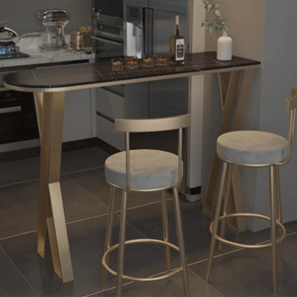 Tavolo da bar tradizionale di lusso Tavolo da pranzo da bar con piano pietra con base slitta Clearhalo