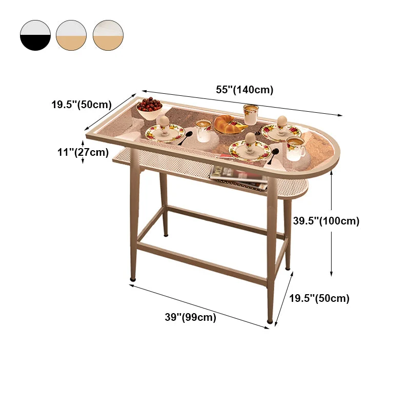 Tavolo da bar vetro temperato e marmo Tavolo speciale con gambe da tavolo -39,4" H Clearhalo