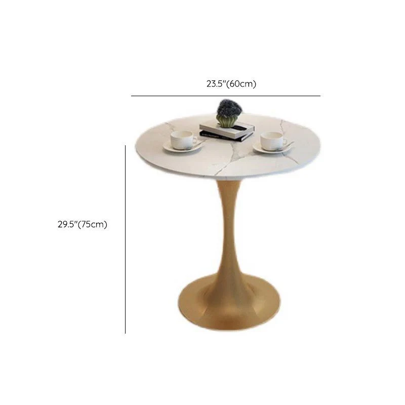 Tavolo bianco Tavolo da pranzo rotondo tradizionale di lusso con base tulipano Clearhalo