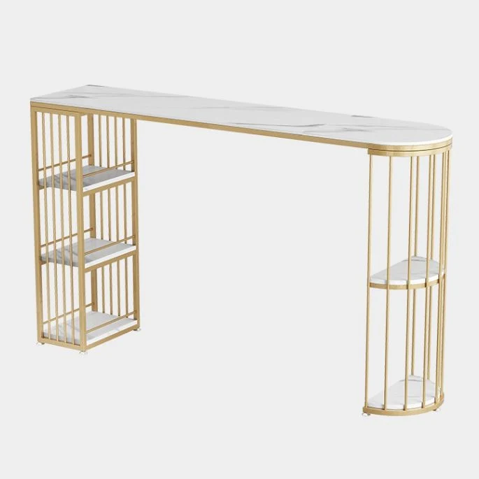 Tavolo da bistrò con piano pietra bianca lucida con tavolo da bar specializzato stile glamour Clearhalo
