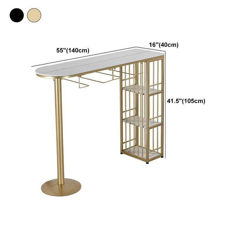 Tavolo da bistrò Glam Gold ferro Tavolo da pranzo da bar per interni con piano pietra bianca con ripiano Clearhalo