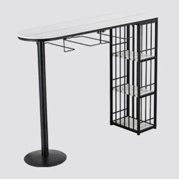 Tavolo da bistrò Glam Gold ferro Tavolo da pranzo da bar per interni con piano pietra bianca con ripiano Clearhalo