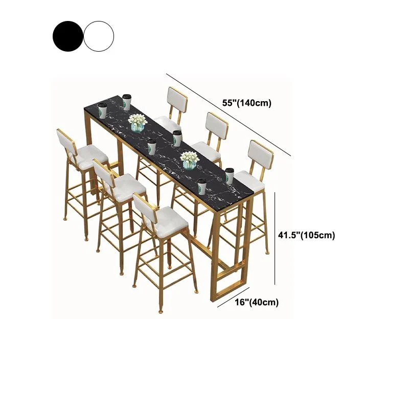 Tavolo da bistrot Glam con tavolo da bar con piano pietra su cavalletto metallo dorato e finitura lucida Clearhalo