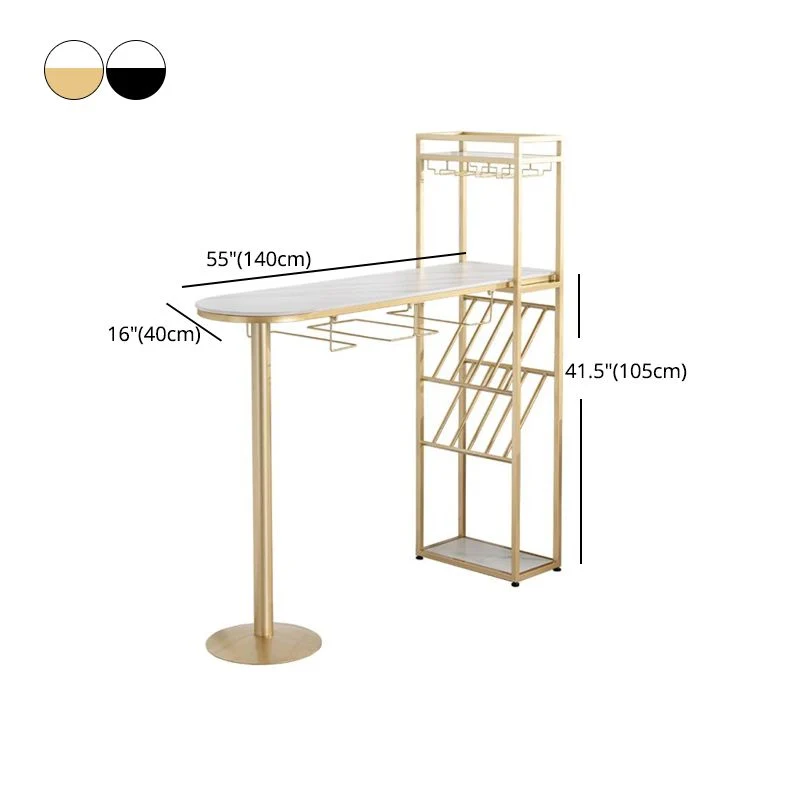 Tavolo da bistrot moderno ferro con piano finto marmo bianco, tavolo da pranzo da bar per interni con portabottiglie Clear...