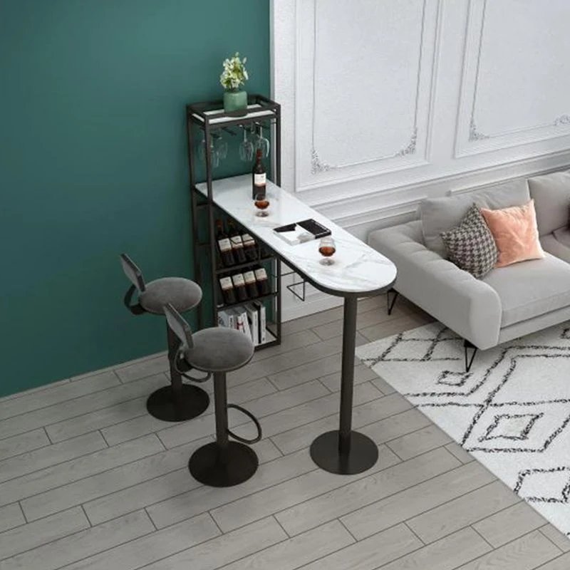 Tavolo da bistrot moderno ferro con piano finto marmo bianco, tavolo da pranzo da bar per interni con portabottiglie Clear...