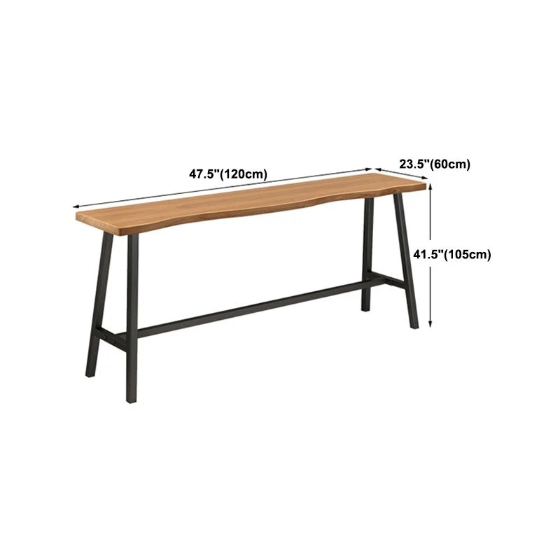 Tavolo da bistrot rettangolare con piano legno di pino, tavolo da pub industriale con base cavalletto nero Clearhalo