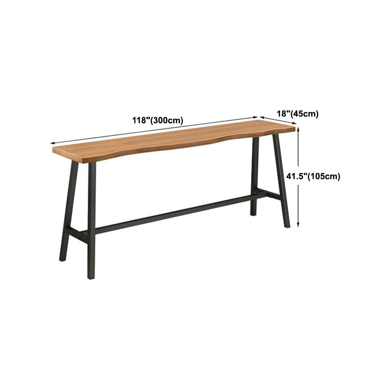 Tavolo da bistrot rettangolare con piano legno di pino, tavolo da pub industriale con base cavalletto nero Clearhalo