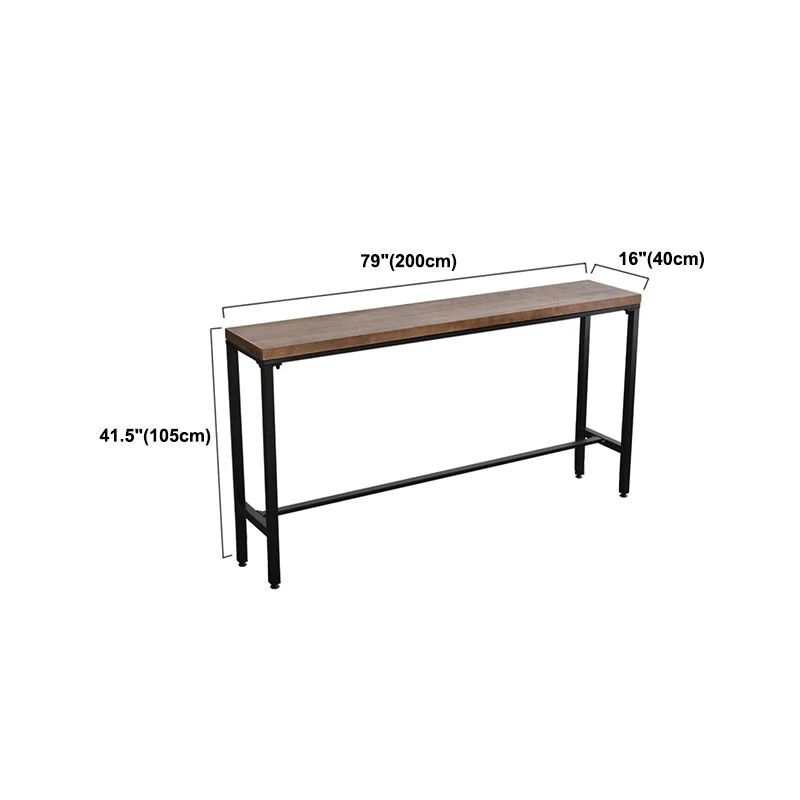 Tavolo da bistrot rettangolare con piano legno di pino, tavolo da bar industriale con base cavalletto nero Clearhalo