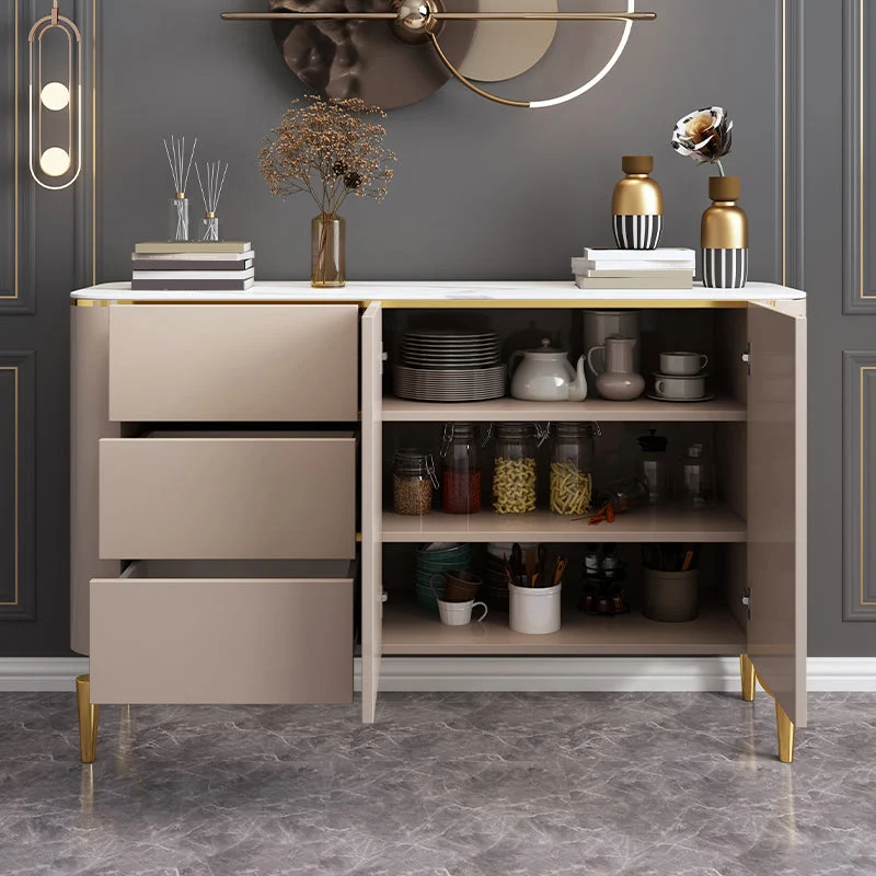 Tavolo Buffet Glam Tavolo Credenza Pietra con Cassetti per Soggiorno Clearhalo