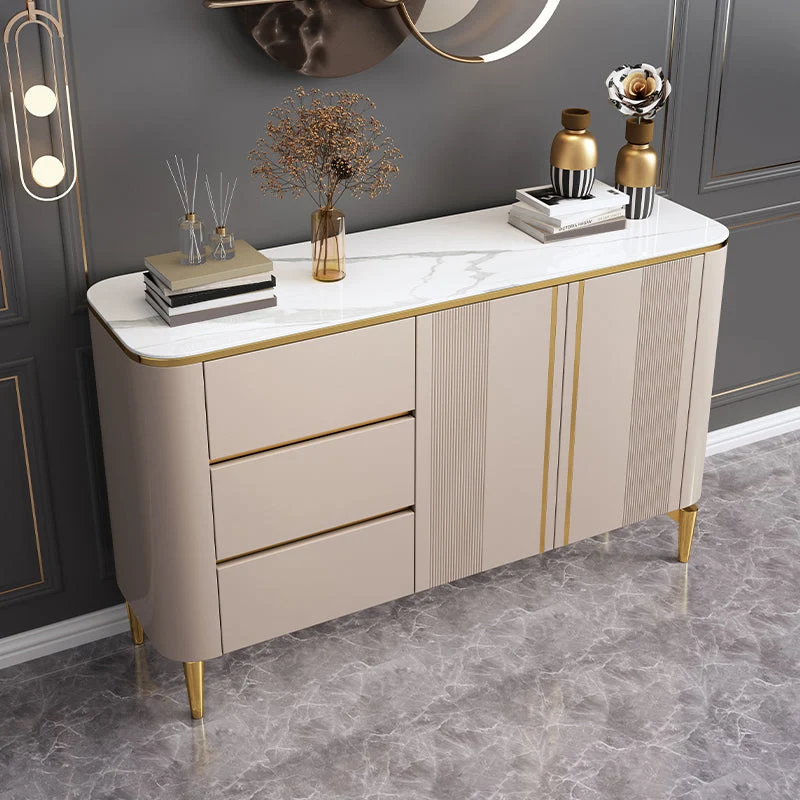 Tavolo Buffet Glam Tavolo Credenza Pietra con Cassetti per Soggiorno Clearhalo