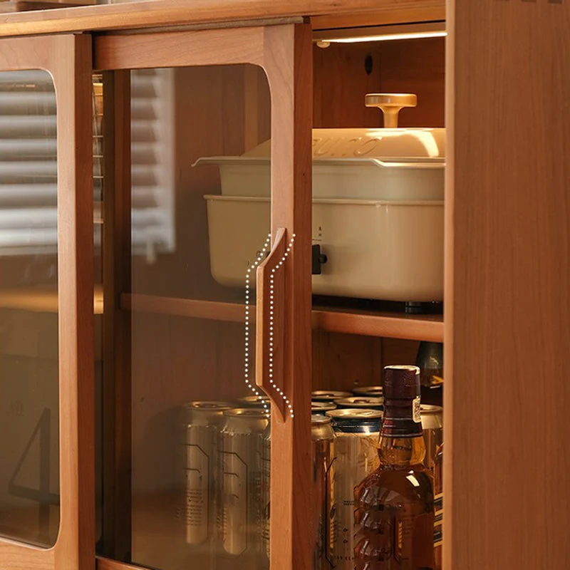 Tavolo da buffet legno massello stile moderno, credenza da buffet vetro con 2 cassetti Clearhalo
