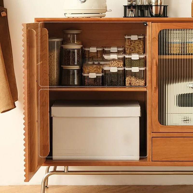 Tavolo da buffet legno massello stile moderno, credenza da buffet vetro con 2 cassetti Clearhalo