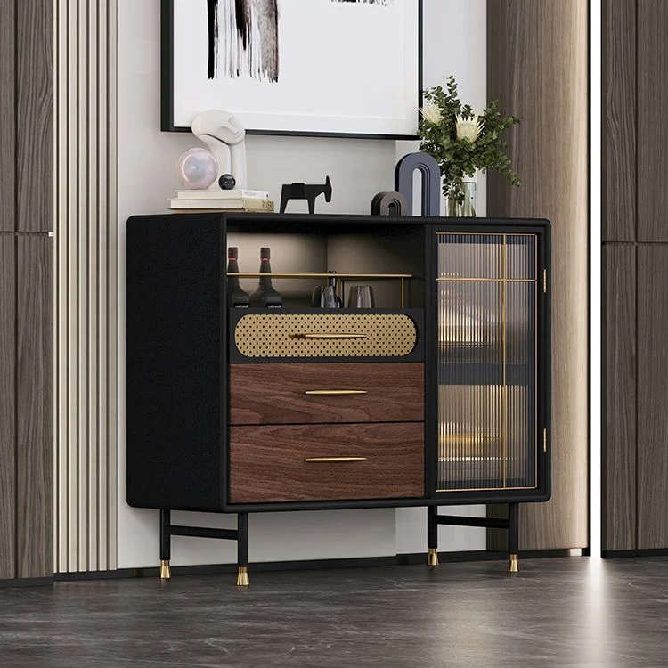 Tavolo da buffet moderno Buffet finto legno con illuminazione per cucina Clearhalo