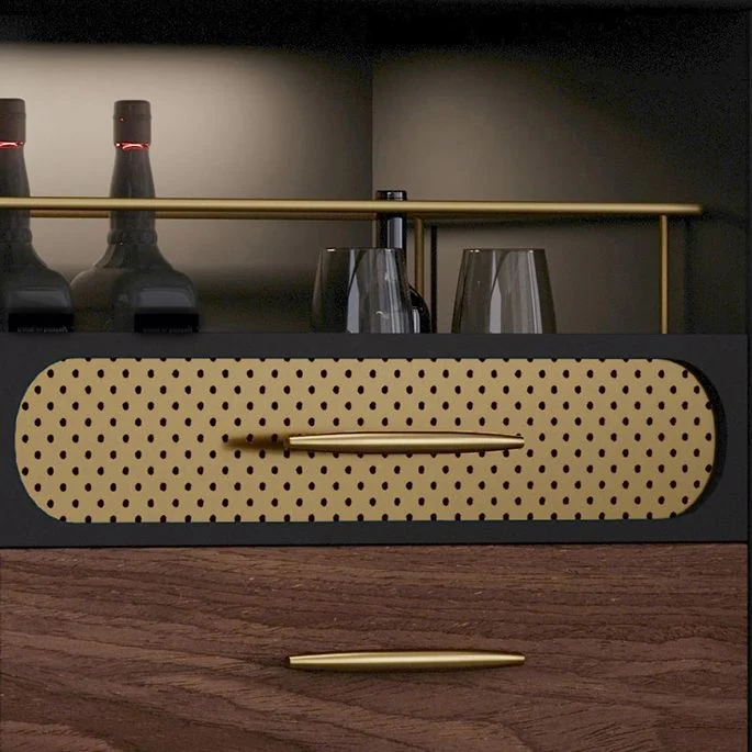 Tavolo da buffet moderno Buffet finto legno con illuminazione per cucina Clearhalo