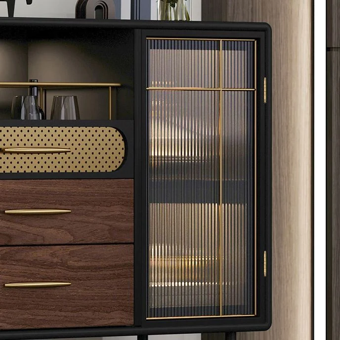 Tavolo da buffet moderno Buffet finto legno con illuminazione per cucina Clearhalo