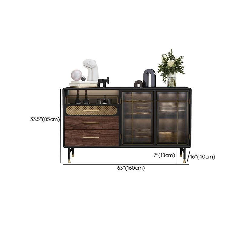 Tavolo da buffet moderno Buffet finto legno con illuminazione per cucina Clearhalo