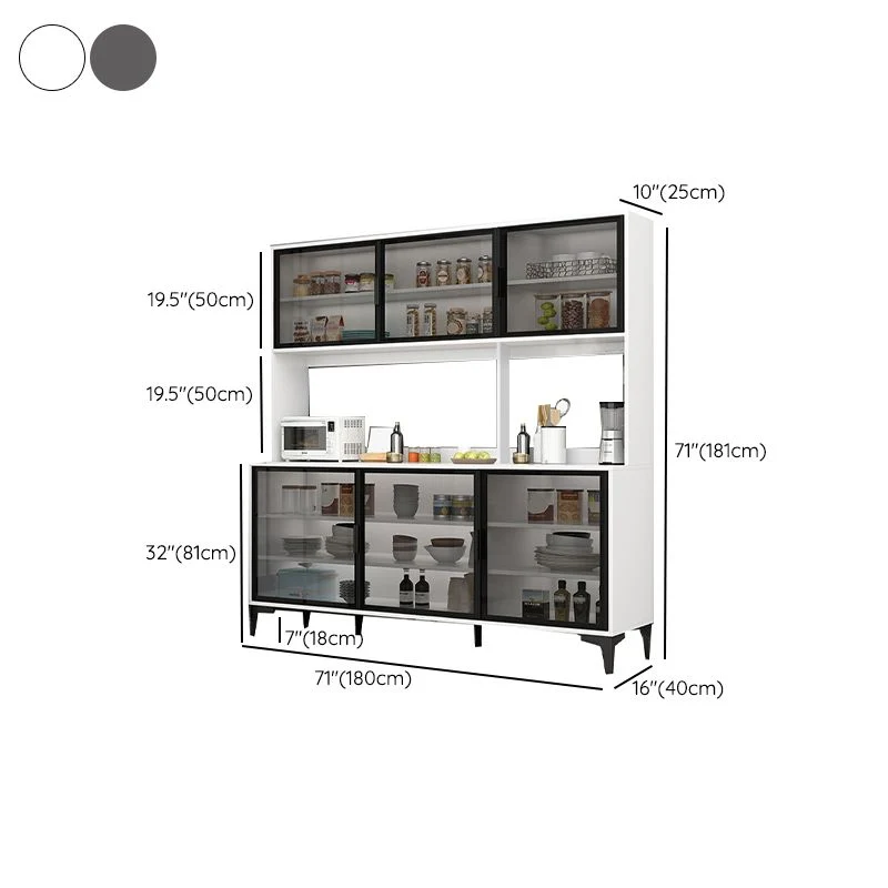 Tavolo da buffet moderno con ante vetro Supporto per buffet finto legno con ante per cucina Clearhalo