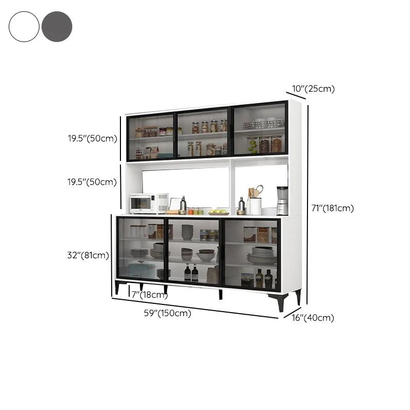 Tavolo da buffet moderno con ante vetro Supporto per buffet finto legno con ante per cucina Clearhalo