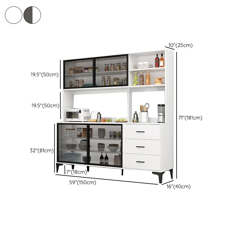 Tavolo da buffet moderno con ante vetro Supporto per buffet finto legno con ante per cucina Clearhalo