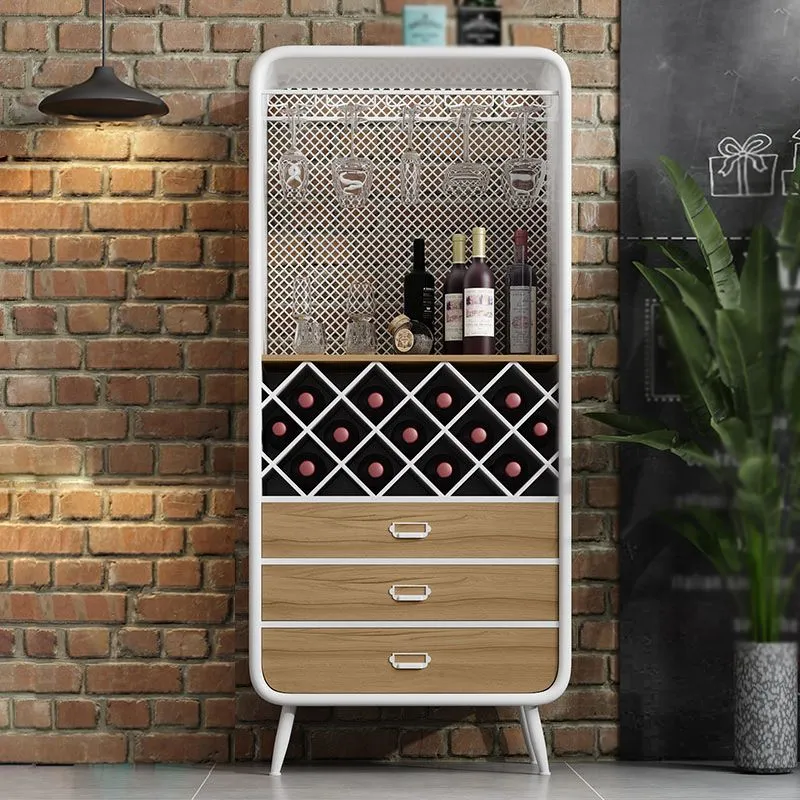 Tavolo da buffet moderno con contenitore aperto legno 3 cassetti con portabottiglie per soggiorno Clearhalo