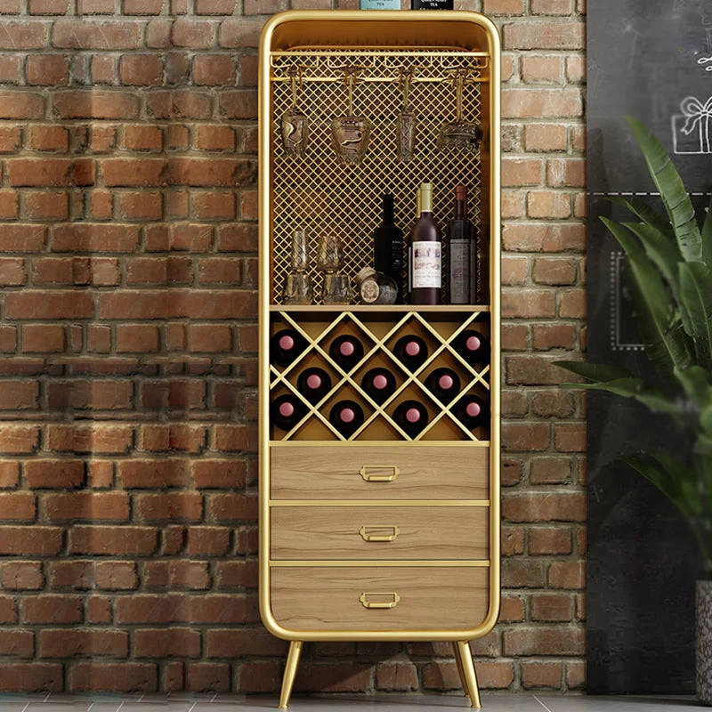 Tavolo da buffet moderno con contenitore aperto legno 3 cassetti con portabottiglie per soggiorno Clearhalo