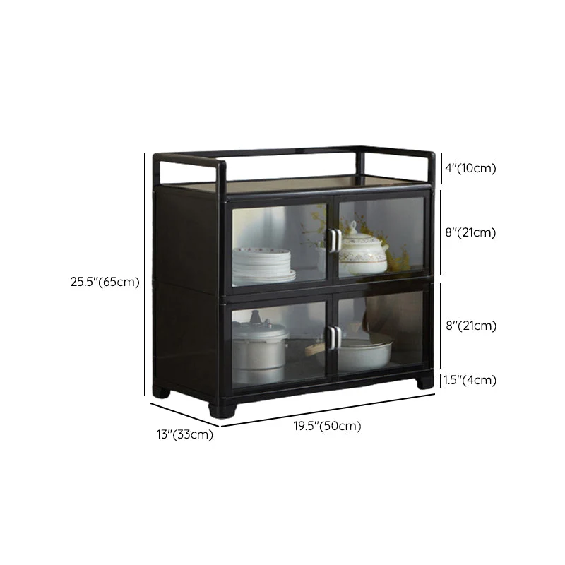 Tavolo da buffet moderno con credenza metallo nero con ante vetro per soggiorno Clearhalo