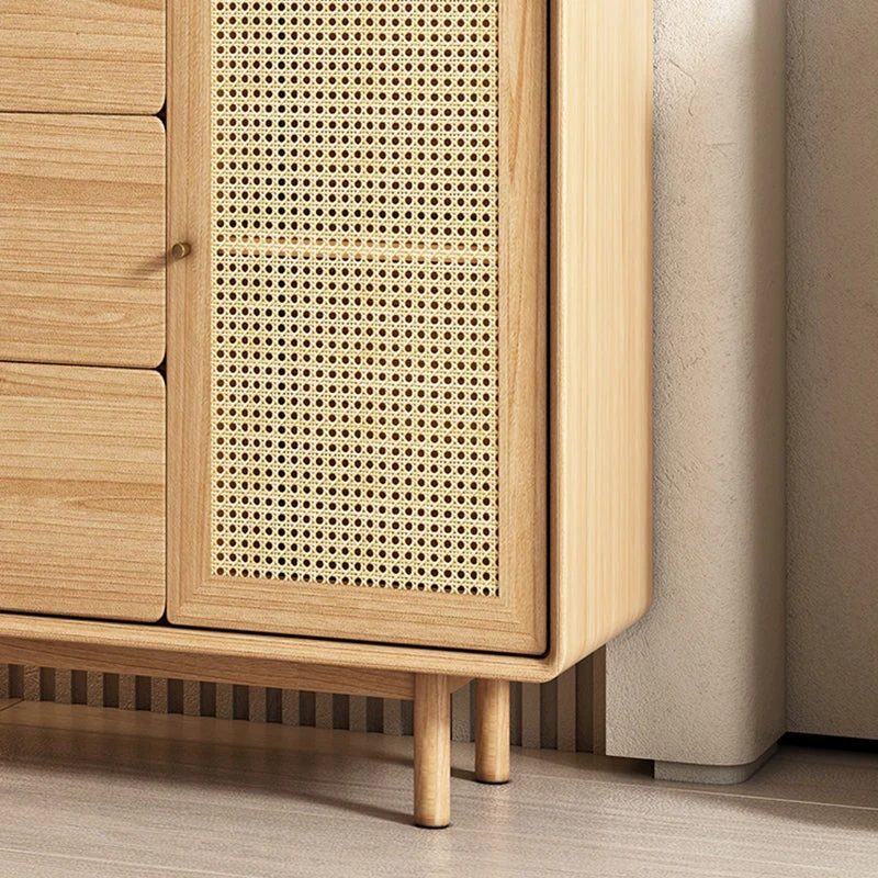 Tavolo da buffet moderno legno massello con credenza marrone con 3 cassetti Clearhalo