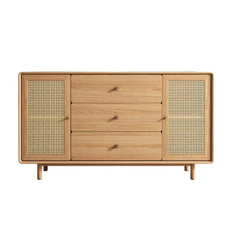 Tavolo da buffet moderno legno massello con credenza marrone con 3 cassetti Clearhalo