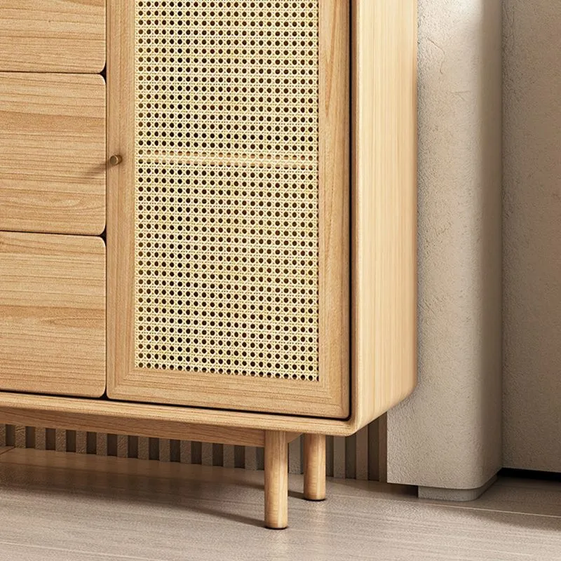 Tavolo da buffet moderno legno massello con credenza marrone con 3 cassetti Clearhalo