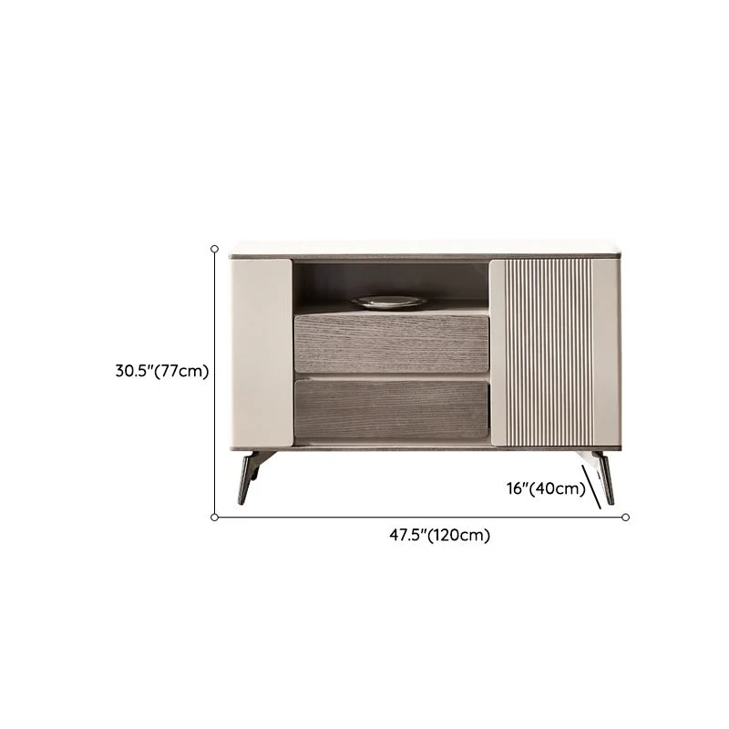 Tavolo da Buffet Moderno Tavolo Credenza Pietra con Ante per Cucina Clearhalo