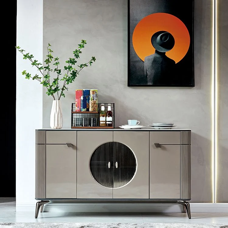 Tavolo da Buffet Moderno Tavolo Credenza Pietra con Ante per Cucina Clearhalo