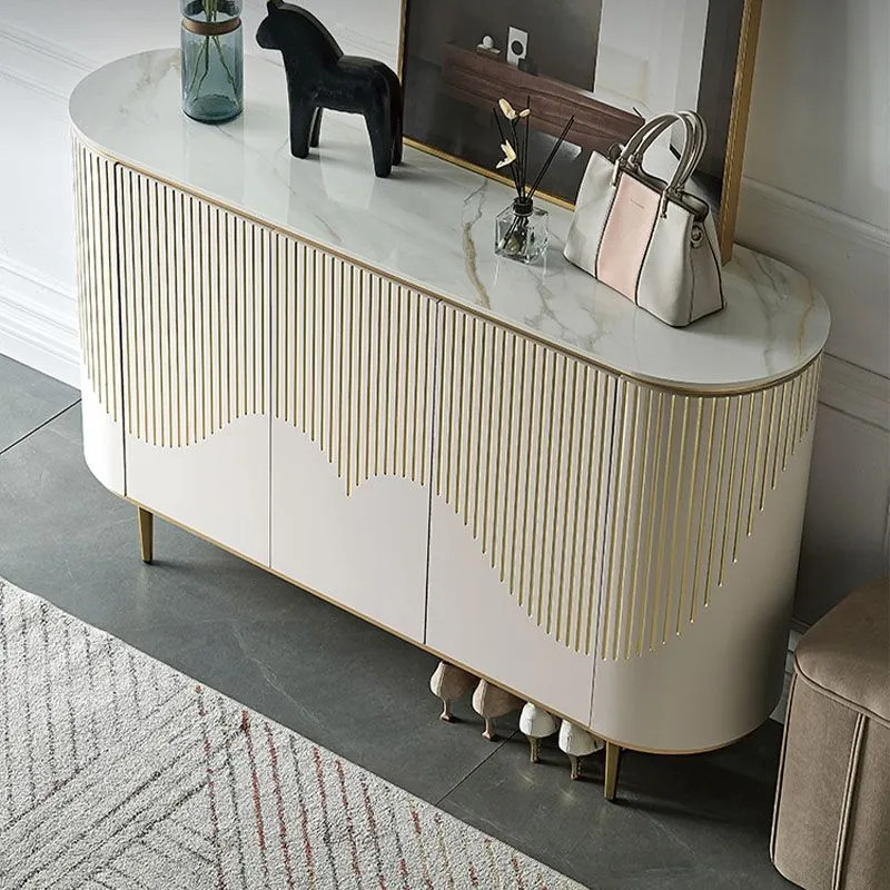 Tavolo da Buffet Stile Glam Tavolo Credenza Pietra con Ante per Sala da Pranzo Clearhalo