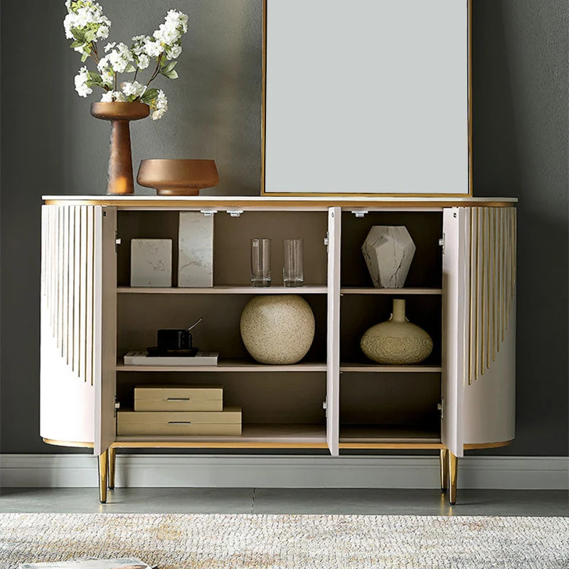 Tavolo da Buffet Stile Glam Tavolo Credenza Pietra con Ante per Sala da Pranzo Clearhalo
