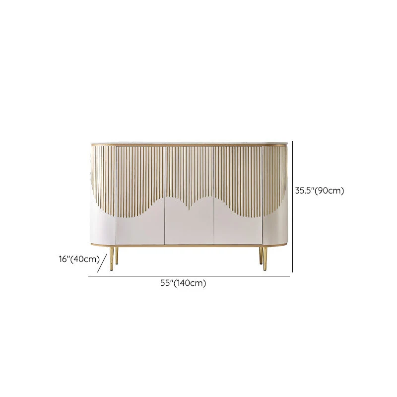 Tavolo da Buffet Stile Glam Tavolo Credenza Pietra con Ante per Sala da Pranzo Clearhalo