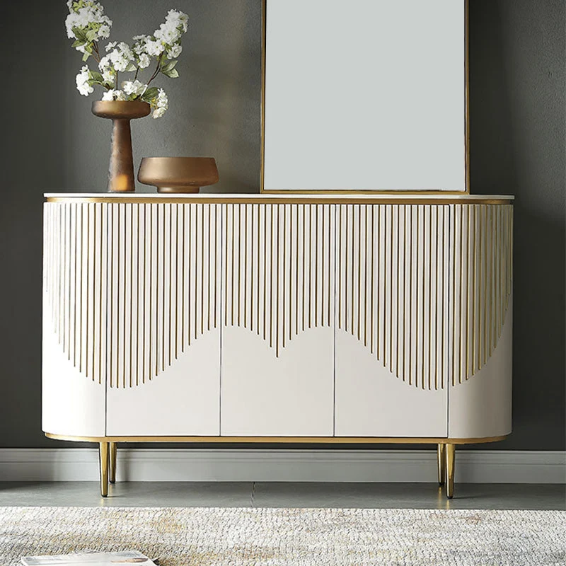 Tavolo da Buffet Stile Glam Tavolo Credenza Pietra con Ante per Sala da Pranzo Clearhalo